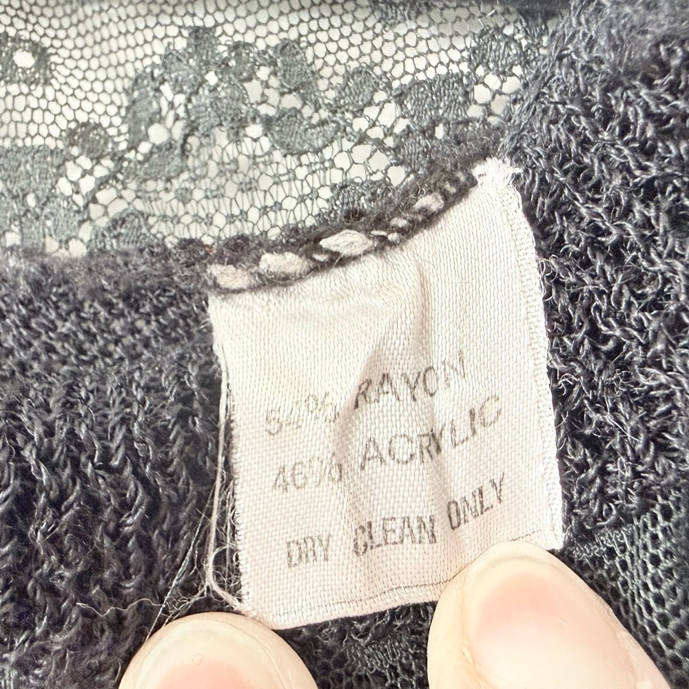 Vintage Francesca For Damon Made in Italy Black Lace Long Sleeve Dress Womens 8 - Picture 4 of 10